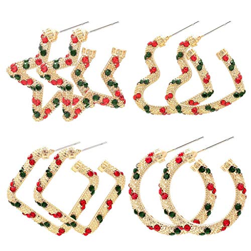 FGVBC Weihnachtsohrringe, Weihnachts-Ohrstecker Set X-Mas Bulb Jingle Bells Kronleuchter Tropfen Ohrringe Urlaub Festliche Ornament Schmuck Geschenk Cover