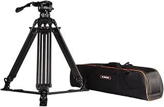 Ikan 2 Stage Carbon Fiber Video Tripod w/ GH10L Fluid Pan/Tilt Head, Maximum Height: 63â€³, 100mm Bowl, Variable Tilt/Drag, 133 lb. Capacity, Includes Padded Shoulder Bag (EG10C2L) - Black