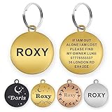 Dog Tags Engraved for Pets Personalized Dog Name Tags Dog ID Tags Small Cat Tags Large Dog Collar Tags Custom Text Stainless Steel Engraved on Both Sides(S Gold)