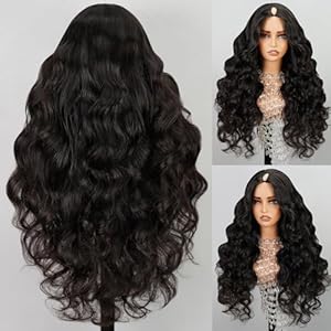MEGALOOK V Part Wig Human Hair Body Wave Glueless Wigs Human Hair Clip in U Part Human Hair Wig No Sew In No Glue No Leave Out Human Hair Wigs for Black Women 180% Density Natural Color 18 Inch