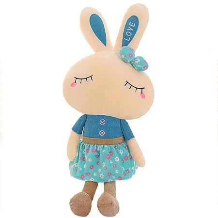Amazon Yuanyuan ウサギのぬいぐるみ 女の子の枕人形 白いウサギの人形 かわいいかわいい人形 寝ている 女の子を抱きしめる ブルー46cm ぬいぐるみ おもちゃ