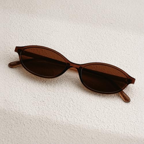 Retro Oval Cat Eye Sunglasses for Women Trendy Narrow Oval Sunnies 90s Vintage Shades3