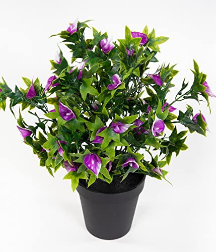 Seidenblumen Roß Callabusch/Callapflanze 32cm im Topf JA Kunstblumen künstliche Calla Blumen Pflanzen Blumen (Lila)