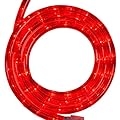 18' LED Red Rope Light, LED Flexible Light Rope String Light Outdoor – LED Light Rope Bedroom LED Light Rope, 120V, ½ Inch, 2-Wire – Rope Light Clips and Power Cord Included