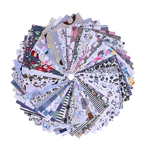 SUPVOX 50pcs Quilting Fabric Floral Cotton Craft Fabric Bundle Squares Pre-Cut Quilt Squares for Patchwork Sewing DIY Craft (Gray/10x10cm)