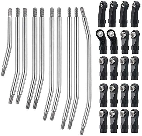 Stainless Steel Rod Link Linkage Set with Rod End 313mm Wheelbase 7.3mm Steering Rod for 1/10 RC Crawler Car Axial SCX10 II 90046