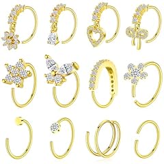 Gold Plated Clear Nose Rings
