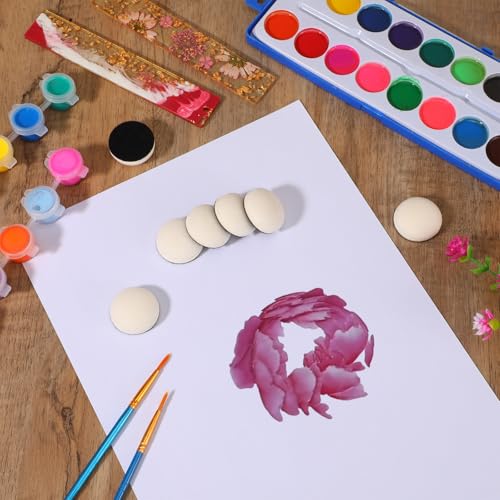 Mini Round Ink Blending Foams Tool 20 Pcs Round Replacement Foam Pads 1.18In White Domed Sponge for Blending, Distressing, Card Making, Scrapbooking, Craft