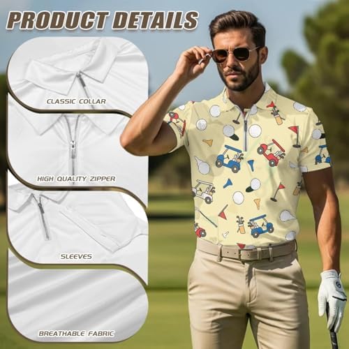 GULANGYU Matching Polo Shirts for Couples Golf Shirts Dry Fit Performance Workout Tops Activewear Polos for Women Men S-2XL, Golf Theme Yellow, X-Large - 5