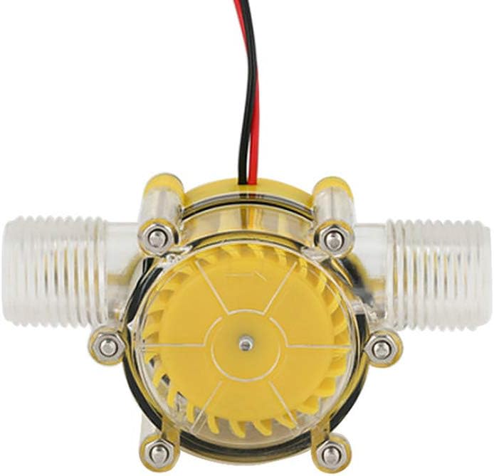 Automarketbiz 12V/10W DC Water Flow Generator Turbine Generator Hydroelectric Micro Hydro Generator Tap Water Flow Hydraulic DIY (Yellow)