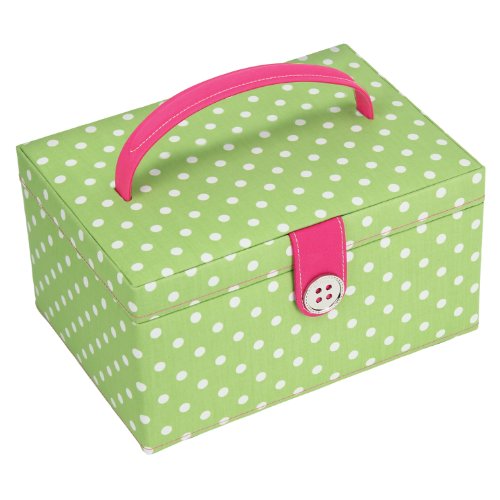 Scatola Media da Cucito con Pois Verde Button It