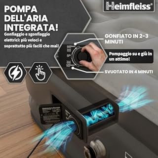 Heimfleiss® Materasso Gonfiabile Singolo 100x200 cm | Materassino Autogonfiabile Premium con Pompa | Letto Portatile da Viaggio e Campeggio