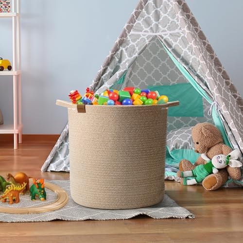 BROVIEW Woven Storage Baskets 56L Tall Laundry Hamper, 16x18 in C...