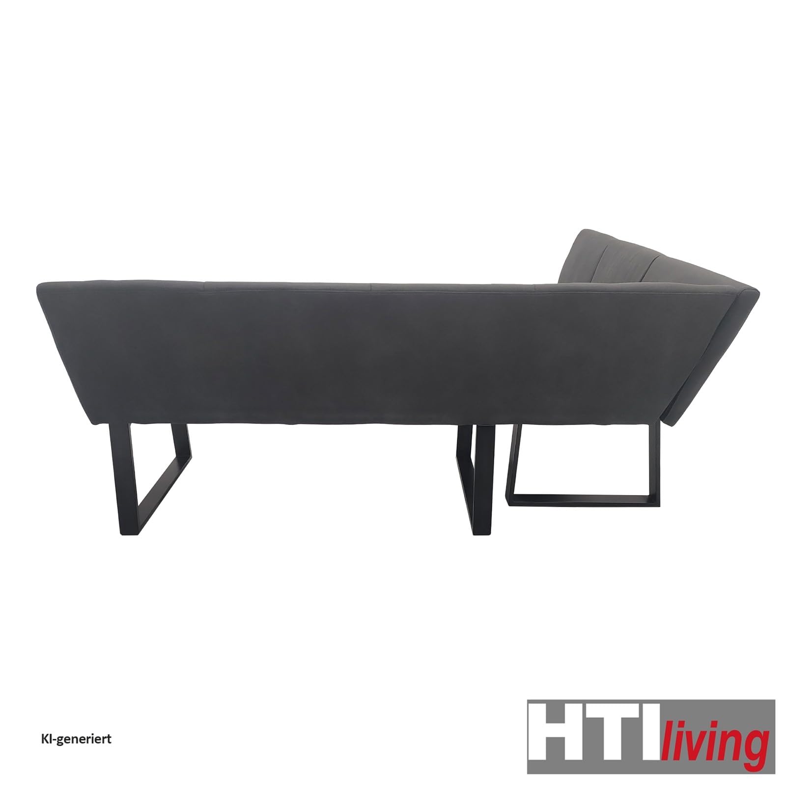 HTI living Eckbank 152 x 192 cm Vemal kurzer Schenkel Links Sitzbank Polsterbank Kunstlederbezug Metallgestell Schwarz