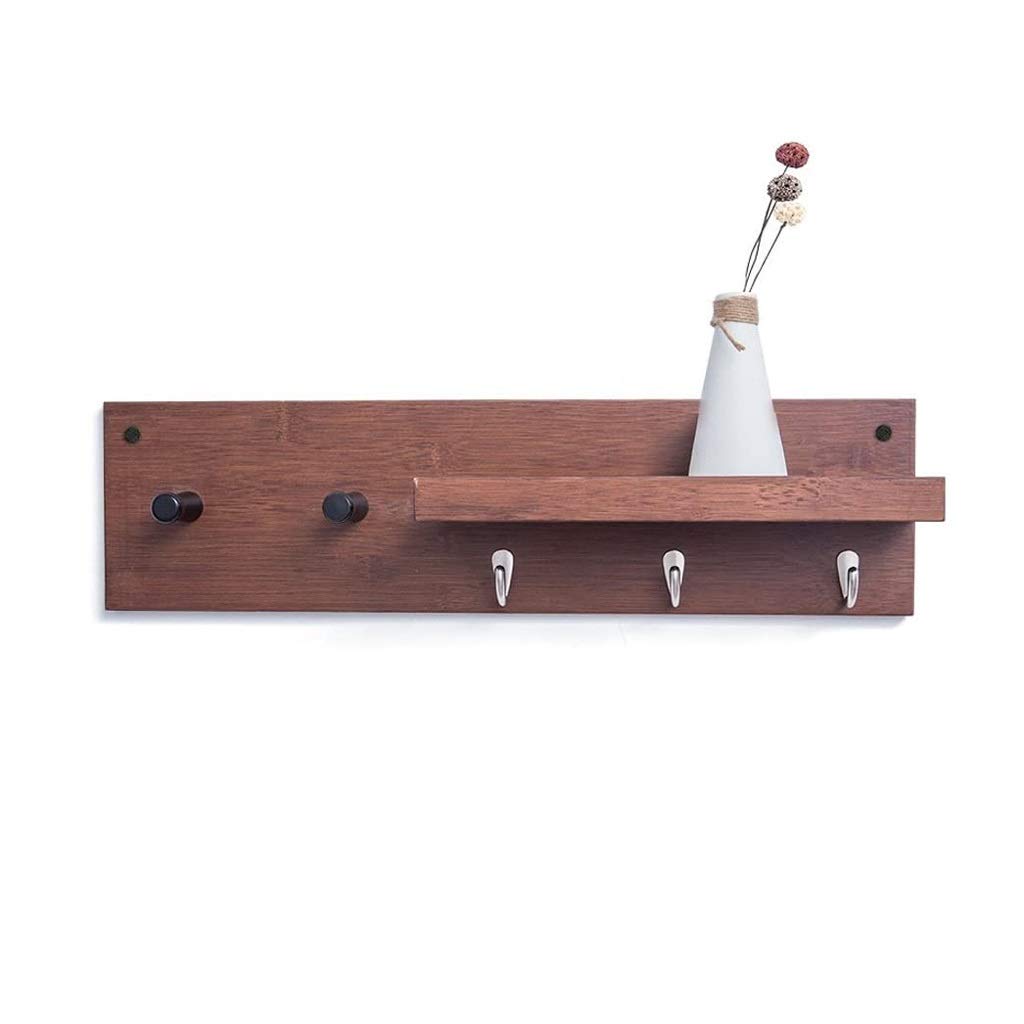 MOBYGKFY Wall-mounted coat rack, living room wall rack 5-hook multi-function coat rack With storage board(Rosso)