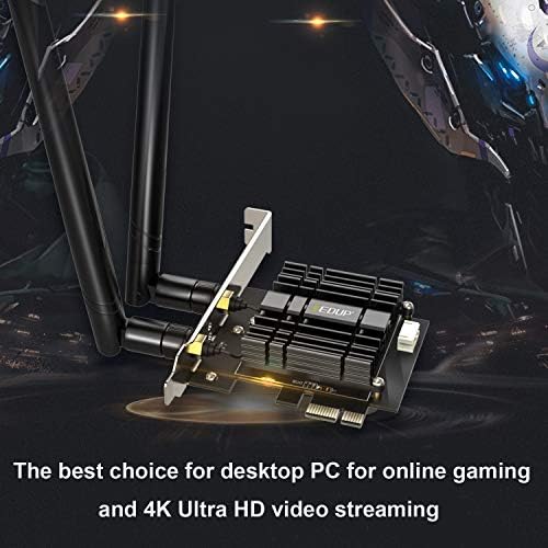 EDUP AC1300 Mbps PCIe WiFi Card Bluetooth 4.2 Heat Sink Dual Band 2.4GHz/5GHz PCI-E Wireless PCI Express Adapter Internet Network Card Support Windows 10/ Win 8.1/ Win 7 for Desktop PC Laptop
