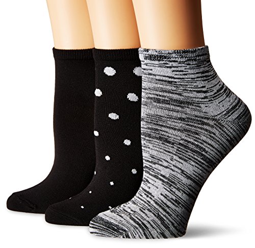 Hanes Women's ComfortSoft Ankle Sock, 3-Pack, Black Assorted, Shoe Size: 5-9