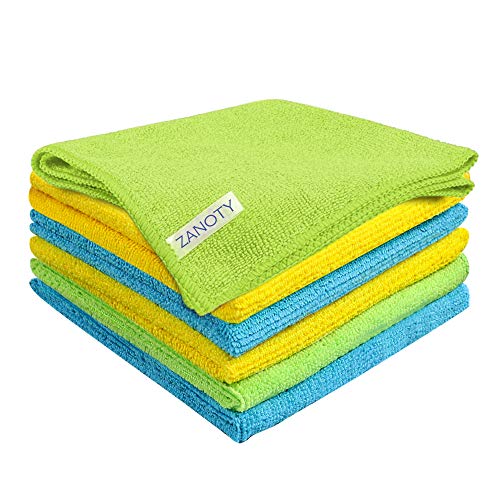 ZANOTY Microfiber Cleaning Cloth - Smart Kitchen Cleaning Towels â€“ Cleaning Supplies - Ultra Soft Cleaning Wipes for House - Microfiber Cloths - Large Cleaning Rags 12.6x12.6 Inch (Pack of 6)