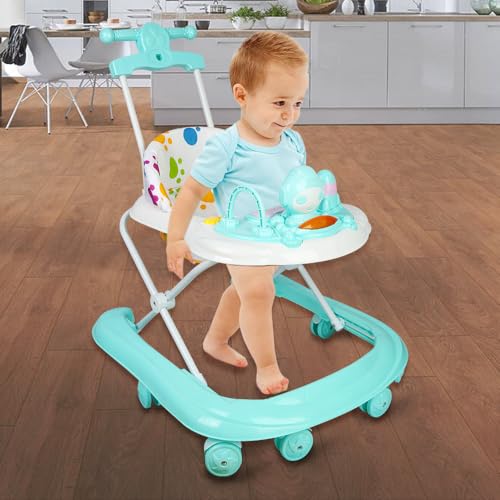 Andador Bebe4 en 1, Multifunción Baby Walker con diseño anti-rollover y altura ajustable,Caminador de empuje sensorial con luces/música, 6-18 meses62*68 * 36-81 cm - Verde