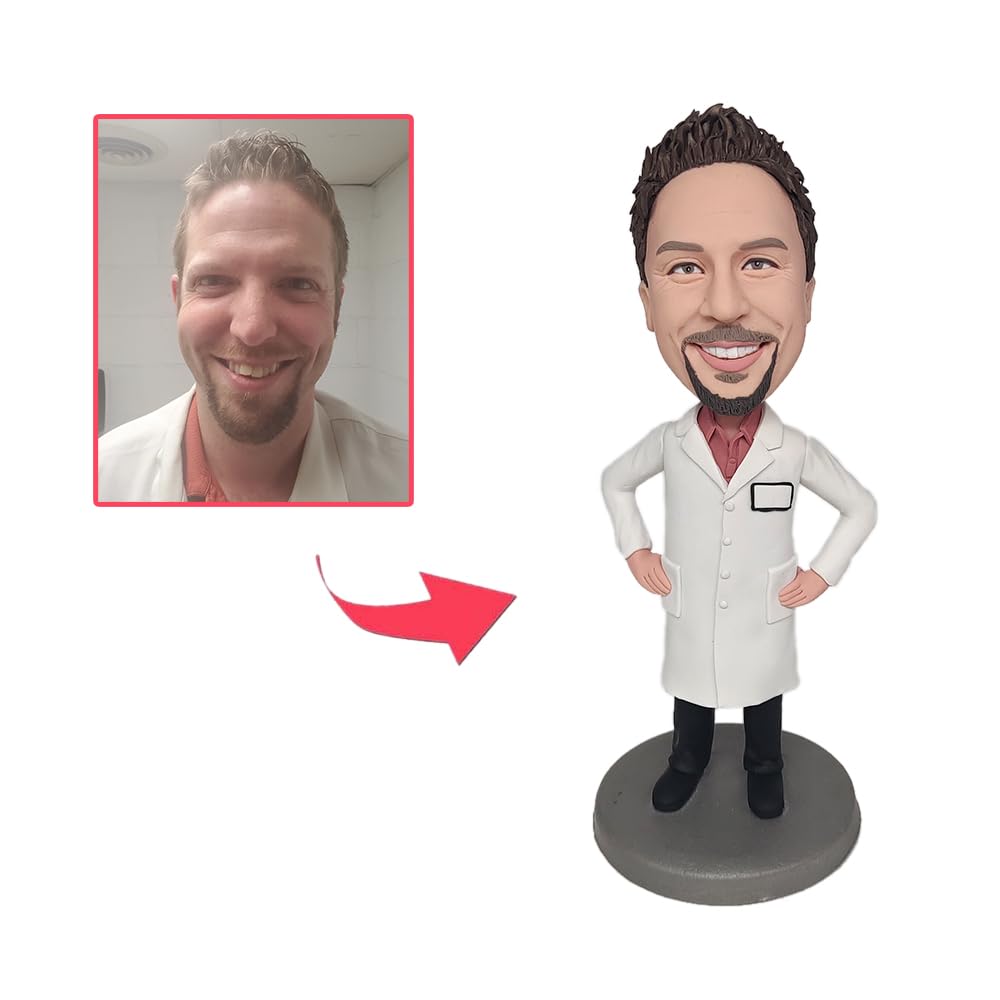 Niestandardowa figurka Bobbleheads spersonalizowane prezenty urodzinowe dla mężczyzny, białe włosy bobble głowa figurki ręcznie robiona spersonalizowana figurka prezent dla chłopaka, męża,