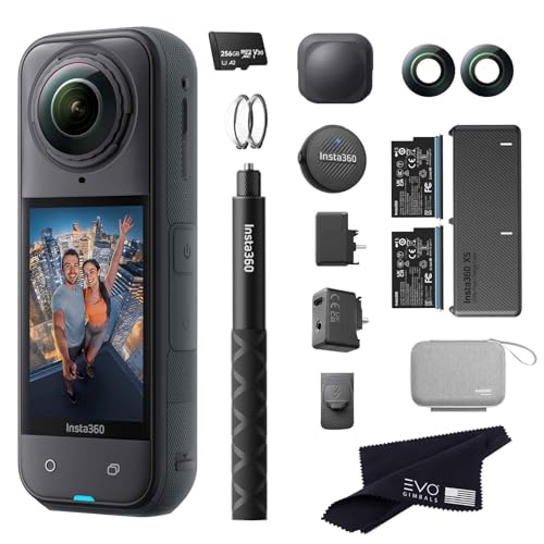 Image of Insta360 X5 Pro Bundle-8K Waterproof 360 Action Camera|Bundle Includes Selfie Stick, 2 Batteries,Charger, Lens Guards, Lens Cap, Case, Mic Air, Mic Adapter, Quick Reader, Lens Kits, USB Cover (256GB)