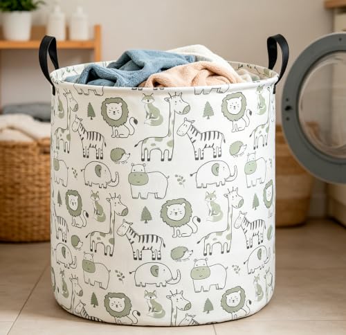 Image of CLOCOR Laundry Basket,Collapsible Storage Baskets,Room Decor,Gift Basket(Green Animals