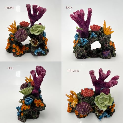 Image of S-Lifeeling Charming Resin Coral Reef Ornament - Realistic Aquarium Decor Gift for Fish & Shrimp Hideaway, Suitable for Freshwater & Saltwater Tanks (6.1 x 4.1 x 6.1 inches)