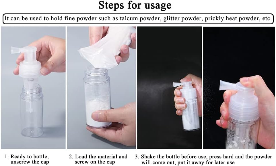 Miniatura 7 de AKOAK 1 paquete de 3.7 fl oz portátil desmontable botella de aerosol de viaje botella de cosméticos PET botella de aerosol de polvo seco transparente