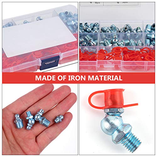 IMIKEYA Kit sortido de acessórios de graxa hidráulica de 90 graus e 45 graus de graxa Zerk com tampa