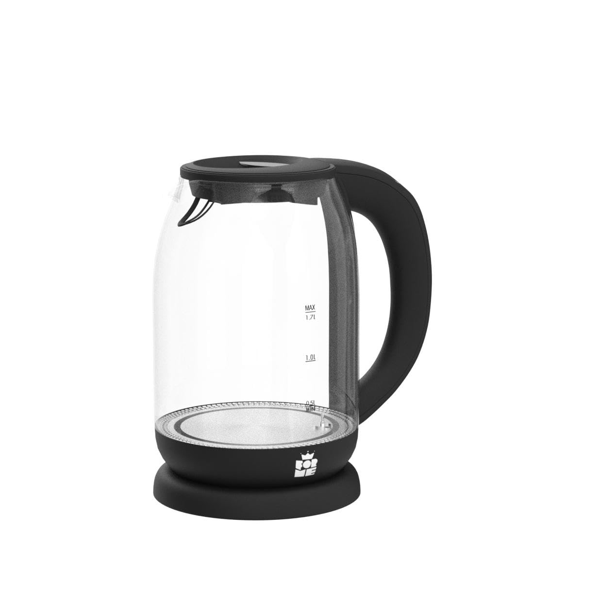 FOR ME Bollitore Elettrico in Vetro 1,7 L, Controllo della Temperatura, Temperatura Selezionabile da 40°C a 100°C, Illuminazione a LED a 5 Colori, Funzione di Mantenimento Caldo, Senza BPA