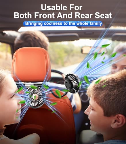 DICMKY Dual Head Gooseneck Car Cooling Fans for Back Seat for Kids, USB Car Headrest Cooling Fan for Baby Rear Facing, Car Seat Cooler that Blow Cold Air for Vehicles Sedan SUV Rv Truck Without Ac — view 5