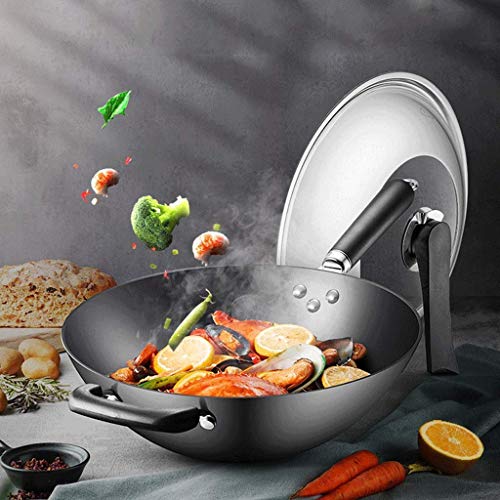 Wok de hierro fundido 34 cm con mango resistente al calor miniatura 5
