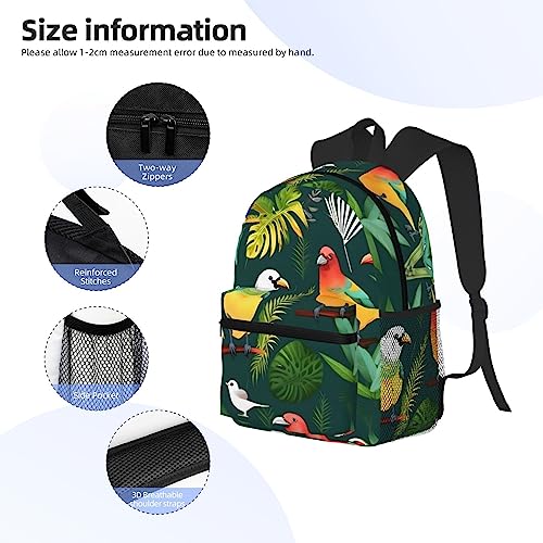 Sac à dos d'université feuilles de plantes et oiseaux One Size - 5