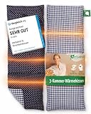 3000 Kirschsteine Herbalind XL Kirschkernkissen Nacken Schulter - Körnerkissen 3 Kammer Handmade in Germany - 100% Baumwolle, Wärmekissen Mikrowelle - Geschenk für Herren, 900g, 50x20cm blau