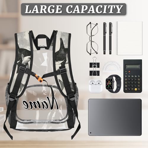 Personalized Gery Shark Clear Large Backpack for Stadium Events Custom Transparent Backpacks PVC Plastic See Through Clear Bag for Concerts Work Ocean Animal Fish2