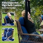 PIZZELLO Outdoor Swivel Rocker Charis 3 Pieces Wicker Swivel Patio Chair with Rattan Side Table, 5" Extra Thick Cushions and 25" Full Support Back, Patio Furniture Set for Outside Porch Deck