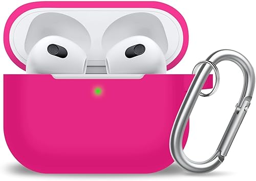 Vista 127 de Funda compatible con AirPods de tercera generación, accesorios de protección de silicona con llavero y kit de limpiador para mujeres y hombres, LED