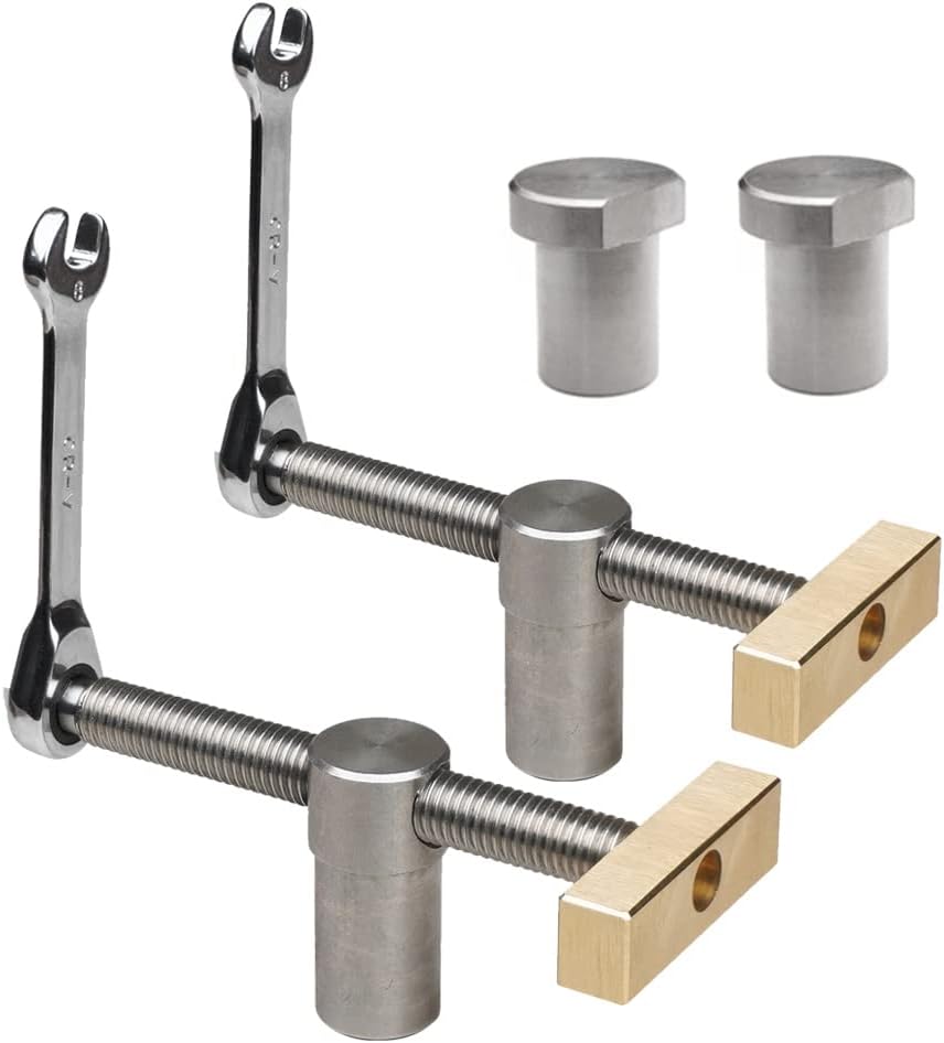 Adjustable Screw Clamp Woodworking Bench Clip Angle Stop Clamp with Bench Dog for 20mm Dog Holes Desktop Workbench (2,20mm)