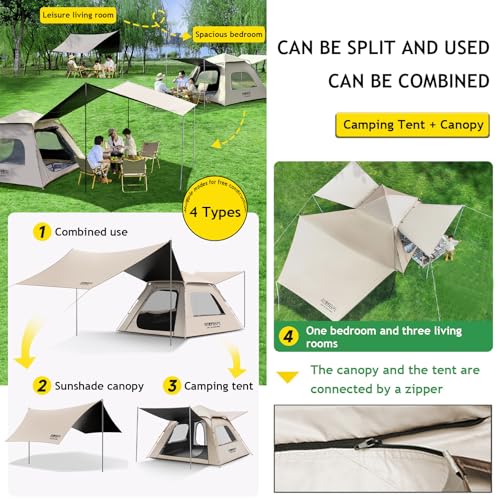 Carpa Camping 9 Personas 2 en 1 con Dos Puertas y Ventanas miniatura 2