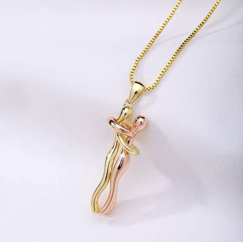 Colar Elegante com Pingente Abraço Eterno, Banhado a Ouro 18K (Dourado com Cobre)