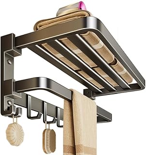 SLEEPHEAD®Grey Towel Rack Wall Mounted No Drill and Screw Mounting