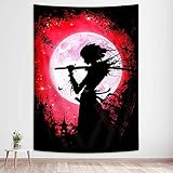 Cool Anime Tapestry, Japanese Samurai Black Red Aesthetic Tapestry for Men, Boys Bedroom Living Room...