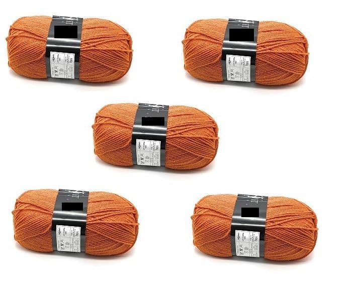 Lana Cygnet Double Knitting Naranja Quemado de 100g Evita Nudos en Mantas y Ropa
