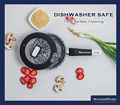 WaxonWare 1.75 Quart Ceramic Nonstick Pan with Lid - Non Toxic Nonstick Cookware, Free of APEO, PFOA, PTFE, Cadmium, & Lead - Small Sauce Pan with Lid & Bakelite Stay-Cool Handle (STONETEC Series) Second Image
