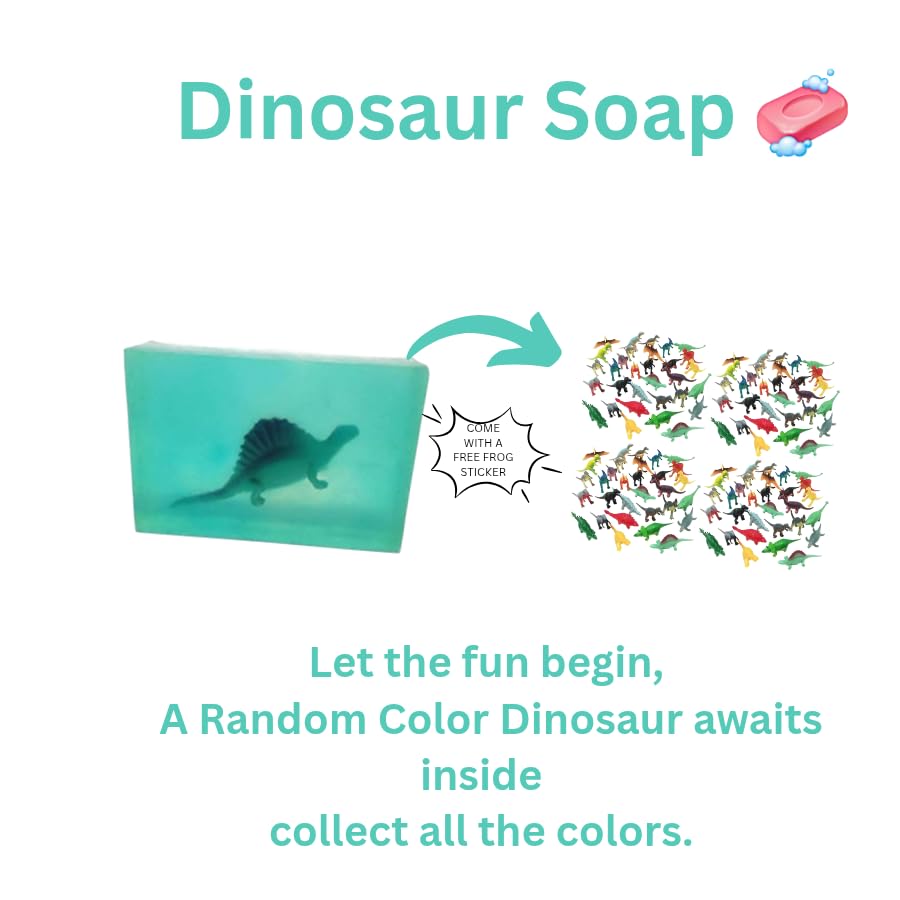 Miniatura 5 de BearNaturalOrganics Jabón para niños Barra de jabón natural transparente con juguete en el interior (colección dinosaurios) Regalo divertido de