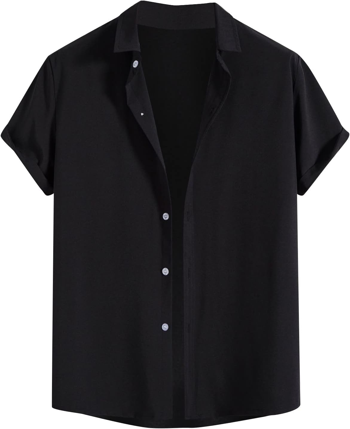 RTRDE Men's Casual Shirts Solid Color Short Sleeve Soft Buttons Up Hawaiian Summer Beach Dress Shirts, M-3XL