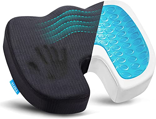 Tbfit Cooling Gel Memory Seat Cushion - Anti-Slip Orthopedic Gel Memory Foam Coccyx Cushion For Tailbone Pain - Office Chair Car Home Seat Cushion - Sciatica Relief (Black) #TOP30