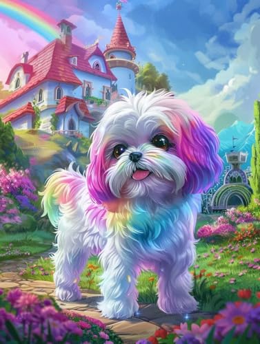 Diamond painting adulte chien 5D avec strass cristal haute brillance