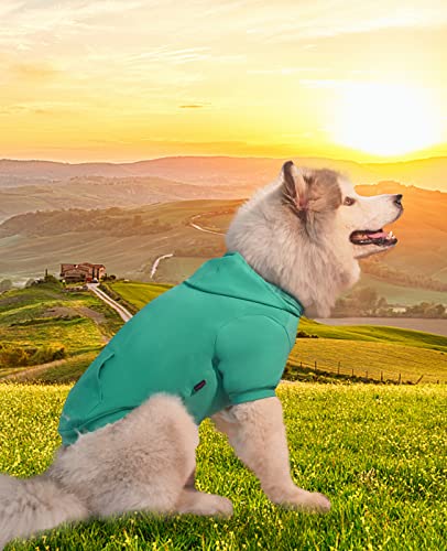 Kickred 2 Pieces Basic Cotton Dog Hoodie Sweater, Soft Pet Clothes Dog Sweatshirts, Dog Outfit Coat Pullover With Pocket And Leash Hole For Small Medium Large Dogs, M #TOP5