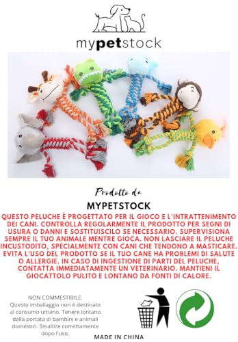 MYPETSTOCK® Plüschtier für Hunde, interaktives Spielzeug mit Seil und Squeak